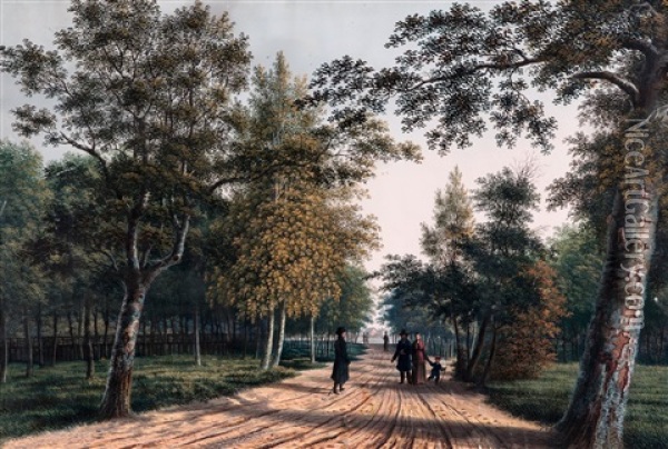 On A Stroll Oil Painting - Johann Wilhelm Gottfried Barth
