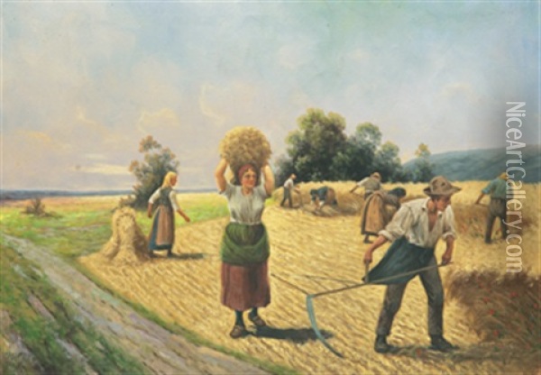 Skordemotiv Oil Painting - Adolf (Constantin) Baumgartner-Stoiloff
