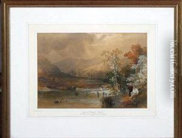 The River Aln, Northumberland Oil Painting - James Burrell-Smith