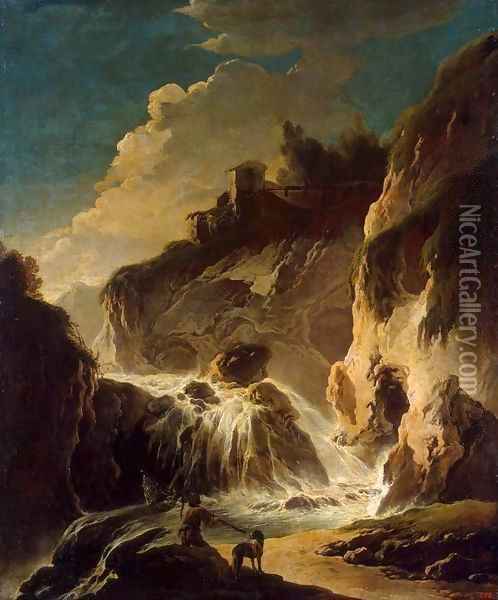 Landscape with a Waterfall Oil Painting - Philipp Peter Roos