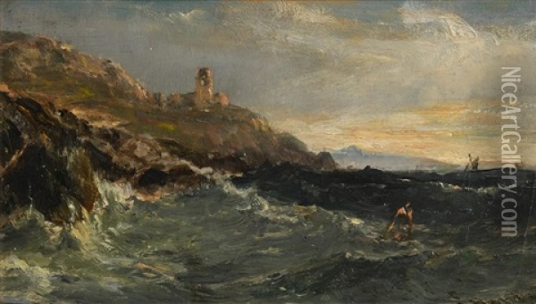 The Mumbles Lighthouse Oil Painting - Edwin Hayes
