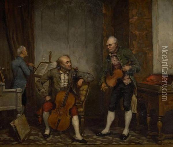 Le Trio De Musiciens Oil Painting - Henri Houben