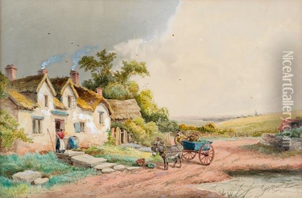 Paesaggio Fluviale Con Donne Stanti Oil Painting - James Edward Barclay