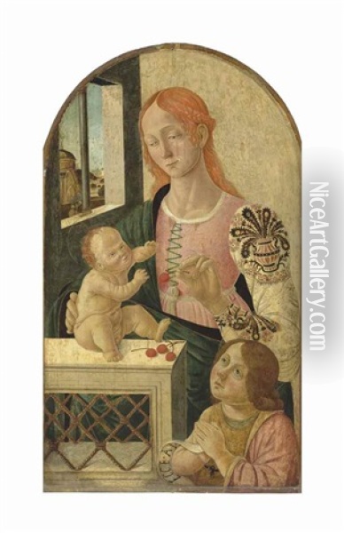 Madonna And Child With The Young Saint John The Baptist Oil Painting -  Master of San Miniato