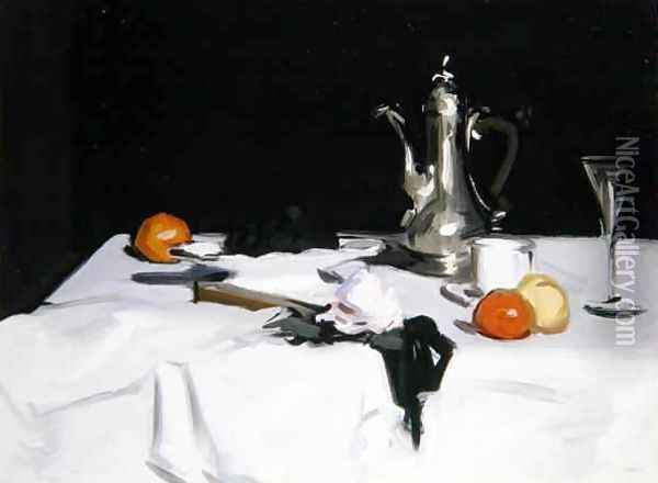 Still Life with Coffee Pot, c.1905 Oil Painting - Samuel John Peploe