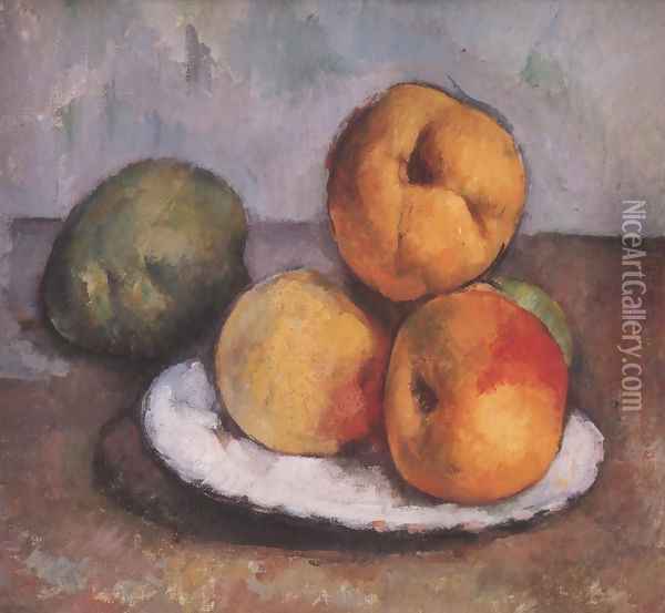 Still Life With Quince Apples And Pears 1885 87 Oil Painting - Paul Cezanne