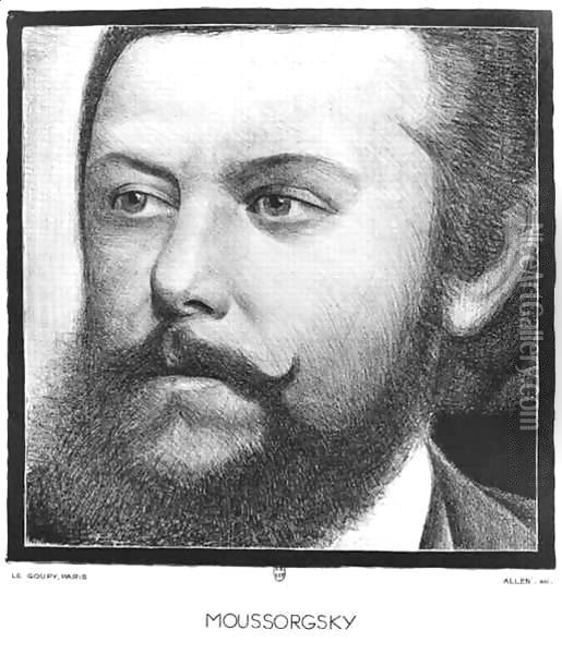 Portrait of Modest Petrovich Moussorgsky (1839-81) Oil Painting - Allen
