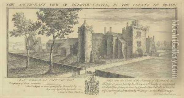 Ansichten Aus Der Grafschaft Devon: Ottery-priory, Frithelstoke-priory, Buckland-priory, Tiverton-castle Oil Painting - Samuel Buck