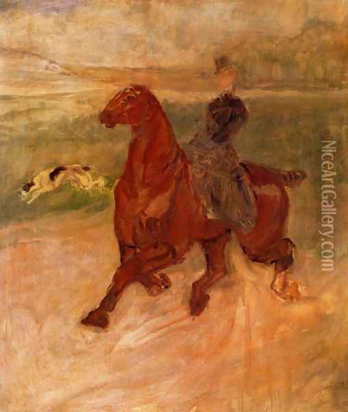 Horsewoman and Dog Oil Painting - Henri De Toulouse-Lautrec