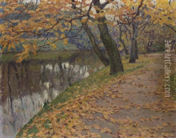 An Autumnal Landscape Oil Painting - Nikolai Petrovich Bogdanov-Belsky
