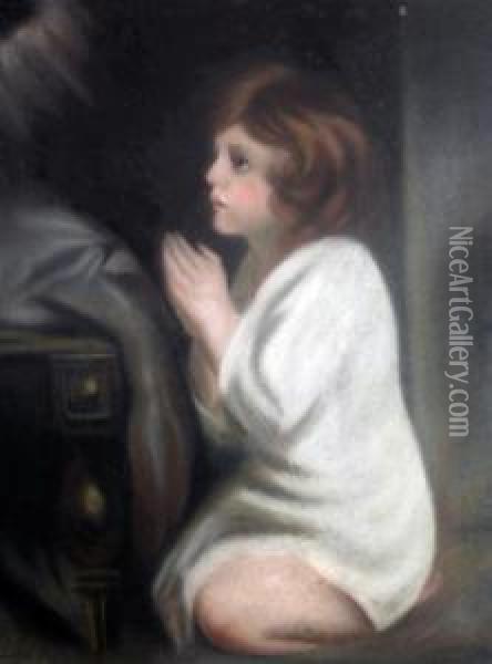 Study Of A Praying Child Oil Painting - Eliza Noble