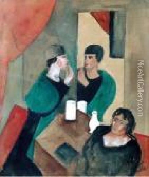 Femmes Conversant Dans Un Interieur, Vers 1921 Oil Painting - Amedee de La Patelliere