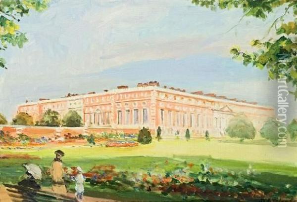 Hampton Court. Oil Painting - Jacques-Emile Blanche