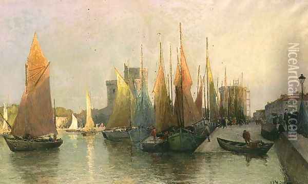 Harbour scene Oil Painting - Jacques Huillier