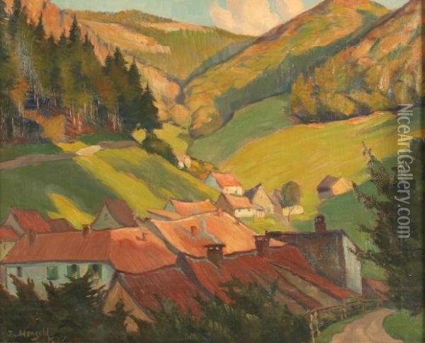 Sommerliche Harzlandschaft Oil Painting - Josef Mangold