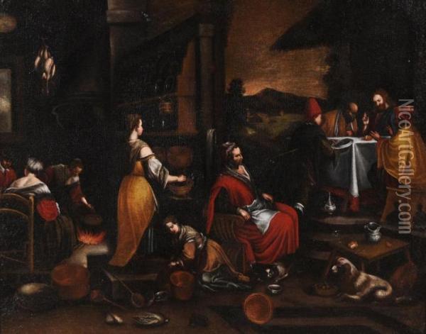 Cena In Emmaus Oil Painting - Leandro Bassano