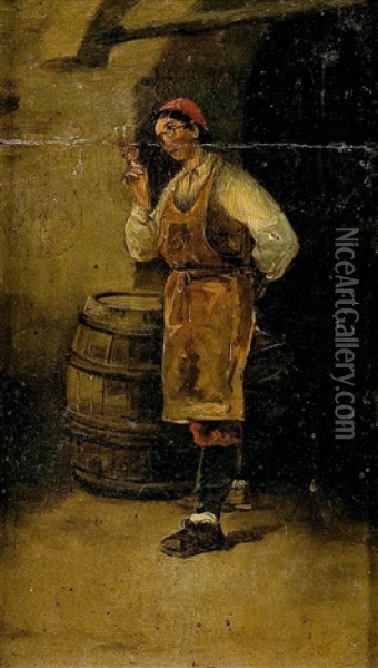 El Catador De Vino Oil Painting - Joaquin Agrasot y Juan