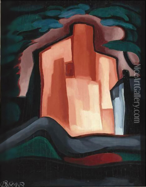 A House In The Night Oil Painting - Oscar Bluemner