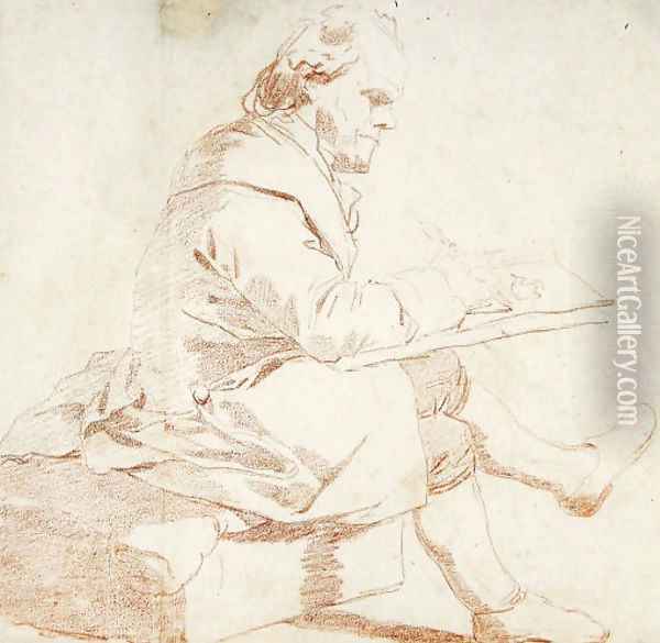 An artist sketching Oil Painting - Francois-Andre Vincent