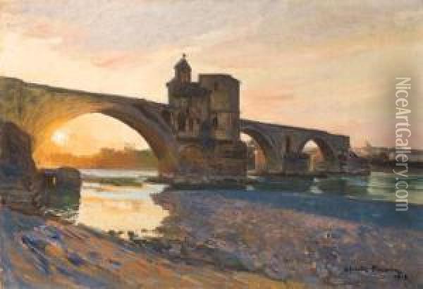 Le Pont Saint Benezet, Avignon Oil Painting - Claude Firmin-Goy