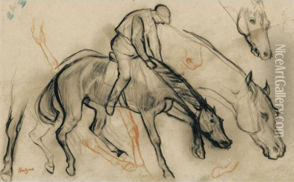 Jockey, Etudes De Cheval Oil Painting - Edgar Degas