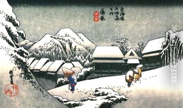 Winter Evening in Japan Oil Painting - Katsushika Hokusai