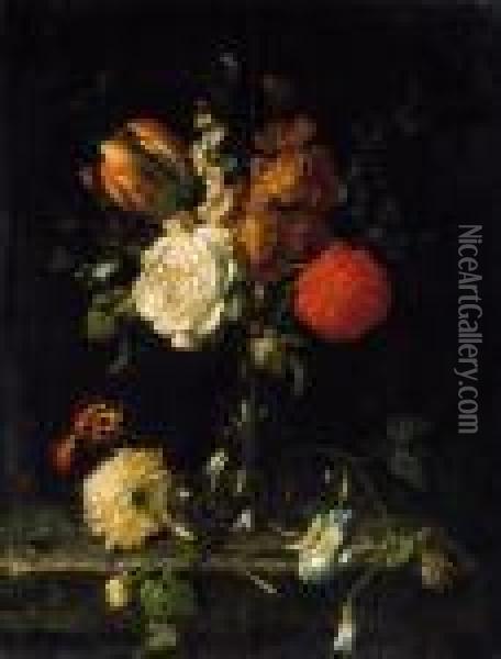 Still-life Of Flowers Oil Painting - Johann Amandus Winck