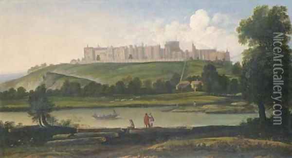 View Of The North Front Of Windsor Castle Oil Painting - Anglo-Dutch School