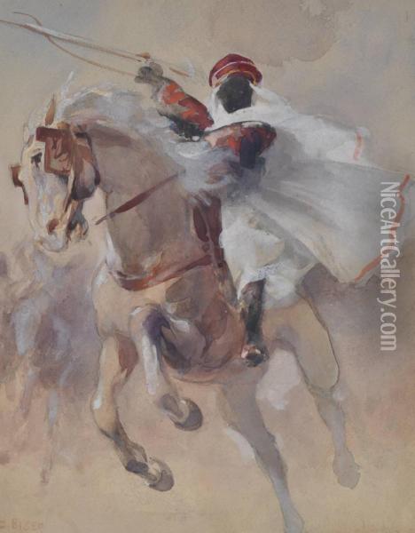 Arab Horseman Oil Painting - Cesare Biseo