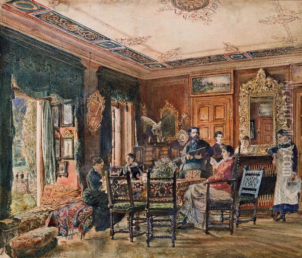 Salon Der Familie Dumba Oil Painting - Rudolf Ritter von Alt