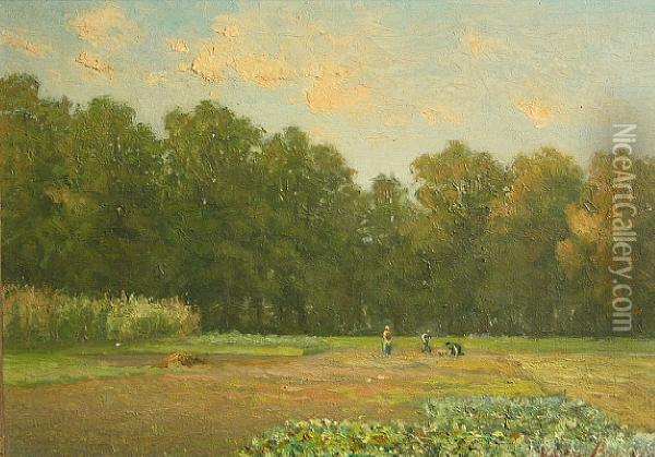 Figures In A Field Oil Painting - Victor Bauffe
