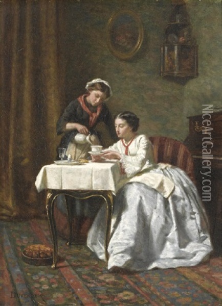 Time For Tea Oil Painting - Theophile Emmanuel Duverger