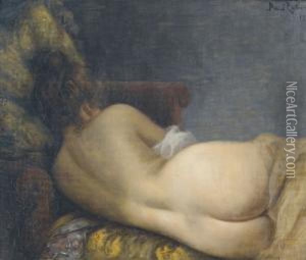 Ruckenansicht Eines Liegenden Weiblichen Aktes Oil Painting - Leo Paul Samuel Robert