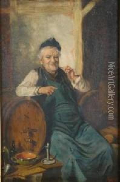 In The Wine Cellar Oil Painting - Hermann Kern