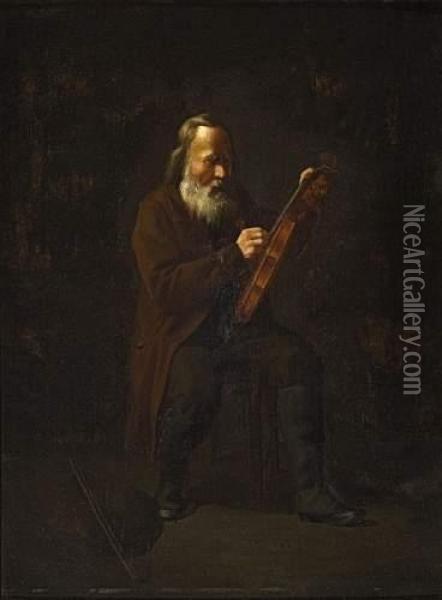 Le Luthier. Oil Painting - Jose Frappa