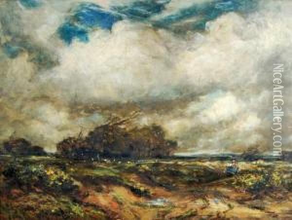 Windswept Heathlandlandscape Oil Painting - Thomas William Morley