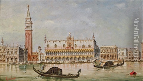 Blick Auf Den Dogenpalast In Venedig Oil Painting - Marco Grubas
