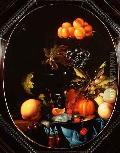 Still life with pumpkins fruit and oysters Oil Painting - Cornelis I Johnson
