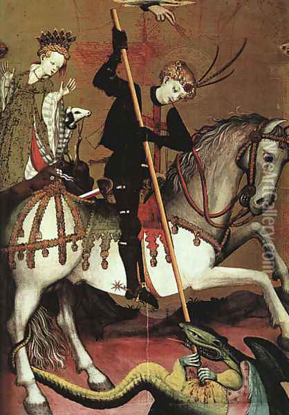 Retable of St George (detail 2) c. 1400 Oil Painting - Andres Marzal De Sax