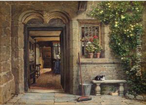 The Brethrens' Kitchen, The Leycester Hospital, Warwick Oil Painting - Elias Mollineaux Bancroft