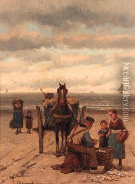 The Shell-fisher Oil Painting - Johannes Hermann Barend Koekkoek