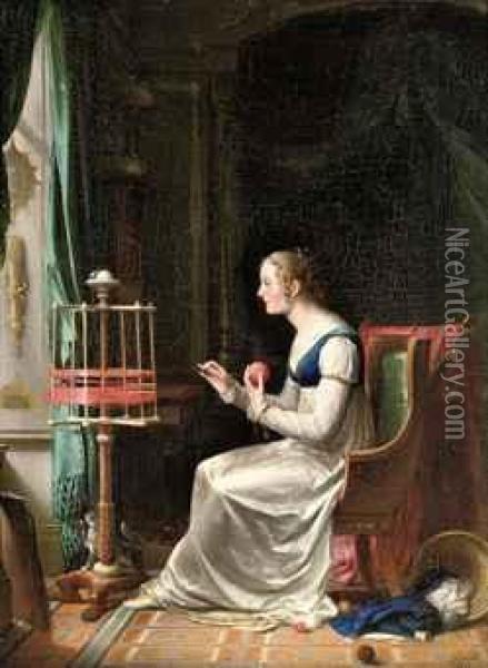 The Spinner Oil Painting - Jean Antoine Laurent