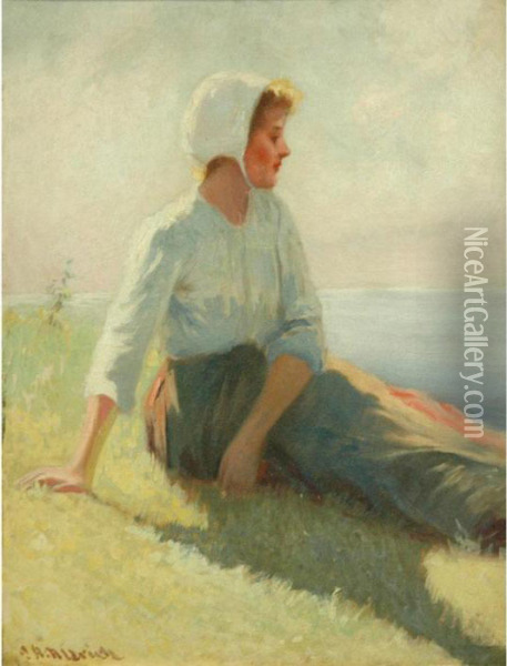 Looking Out To Sea Oil Painting - George Ames Aldrich