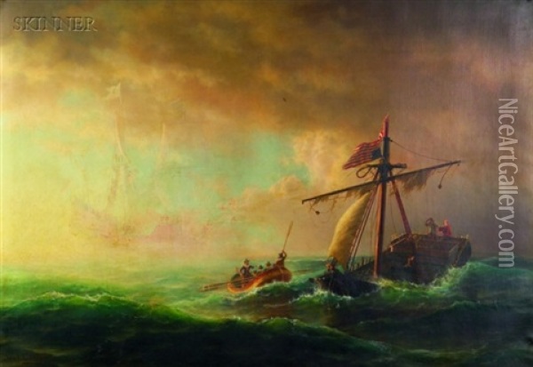 Rescue After The Storm Oil Painting - Johann Erik Christian Petersen