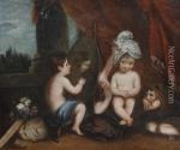 Infant Academy Oil Painting - Sir Joshua Reynolds