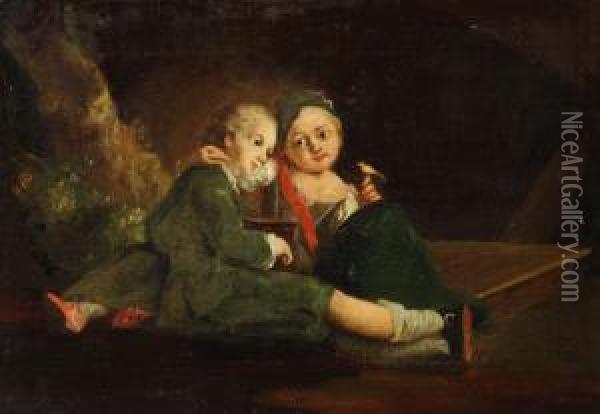 Umkreis - Zwei Sich Umfassende Kinder Oil Painting - Johann Eleazar Schenau