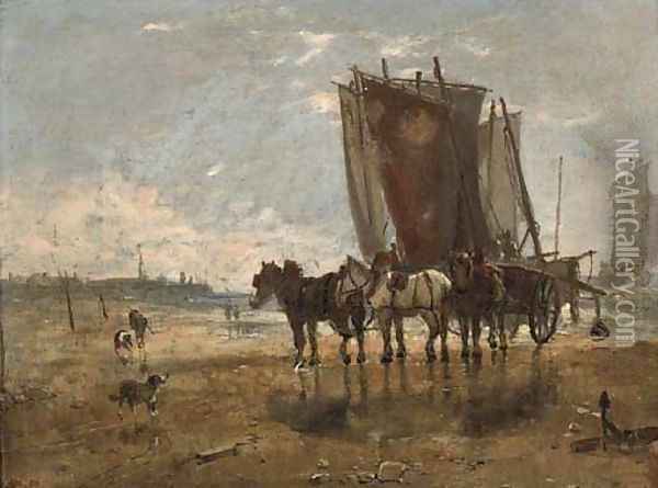 Unloading the catch Oil Painting - English School