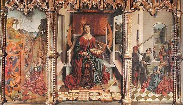 Triptych of St Catherine Oil Painting - Fernando Gallego