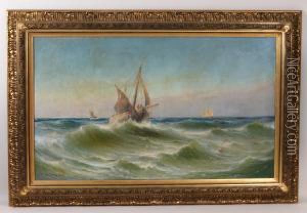 Skepp Pa Skummande Hav Oil Painting - Otto Ludvig Richarde