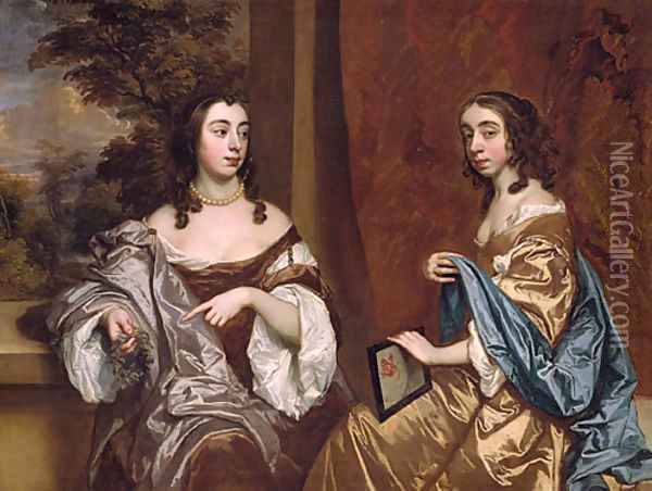 Mary Capel Later Duchess of Beaufort and Her Sister Elizabeth Countess of Carnarvon Oil Painting - Sir Peter Lely